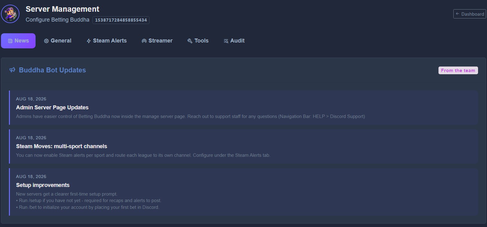 Server Admin Main Page