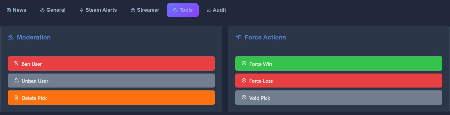 Server Admin - Tools Tab
